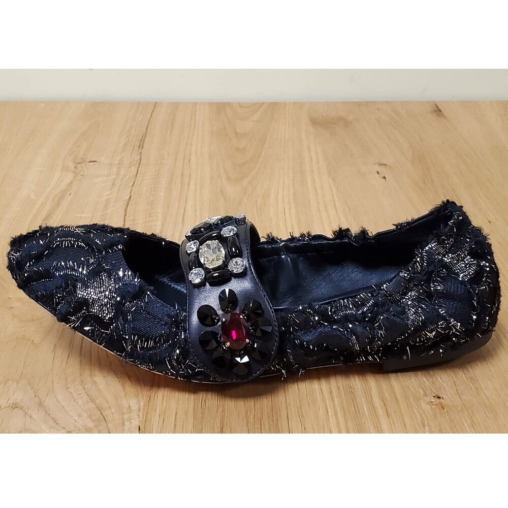 DOLCE & GABBANA SHOES EMBELLISHED CRYSTAL BALLET FLATS sz IT 39 US 8.5